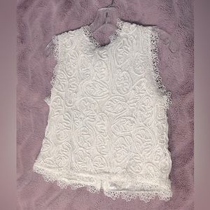 Never worn - White lace embroidered tank top with zipper back